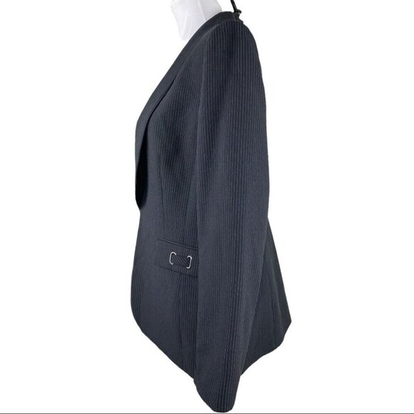 Tahari ASL Women's Black and Grey Career Pinstripe Designer Blazer 12/C40 - Picture 5 of 15